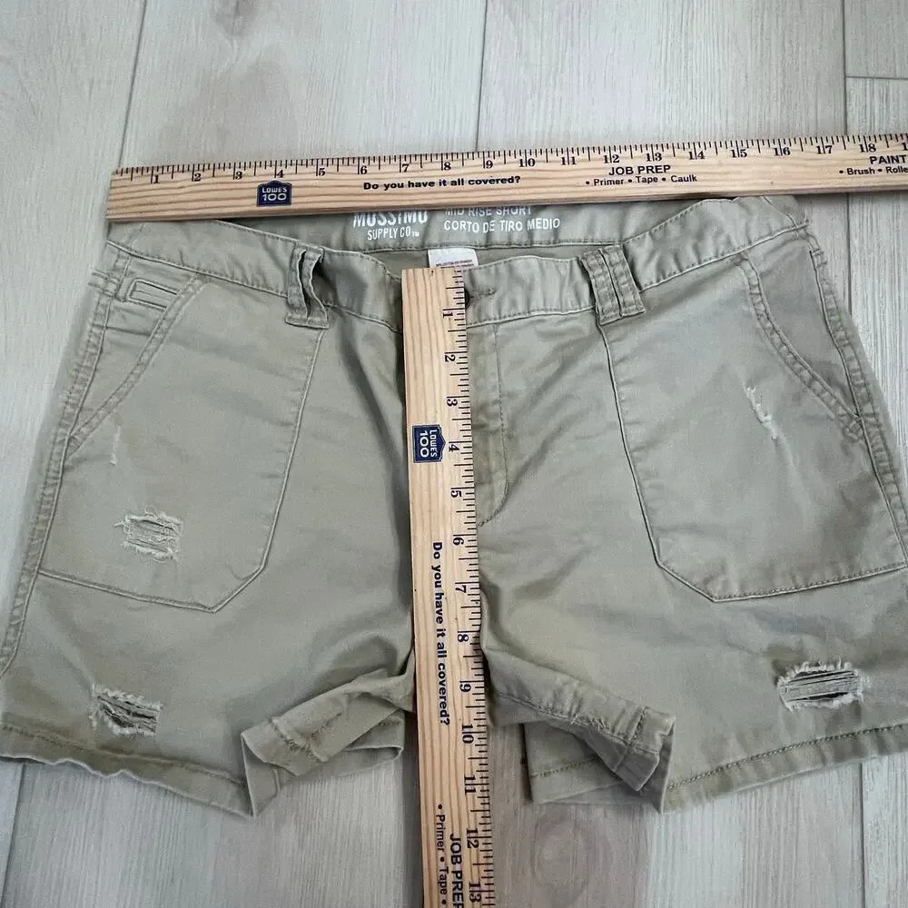 Mossimo Supply Co. Women’s 10 Khaki Utility Shorts Y2K Distressed Cargo